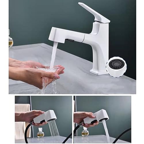 Grifo de lavabo con ducha extraíble y dos modos de chorro en latón 6
