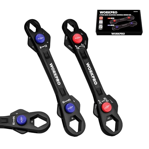 WORKPRO 2-Piece 12-in-1 Universal Adjustable Wrench Set,