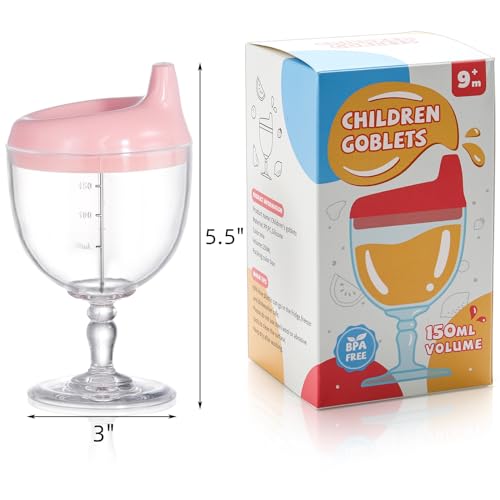 Goaste G-SIPPYCUP-PP-4C 4 Pack Toddler Sippy Cups, 7Oz No Spill Plastic Wine Glass Goblet Cup, Fancy Baby Beverage Mug Milk Bottle thumb #1