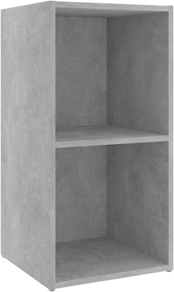 Modern Concrete Grey TV Cabinet 28.3 x 13.8 x 14.4 in Engineered Wood Entertainment Center with Adjustable Shelves, Compact Media Console for Living Room Bedroom Office