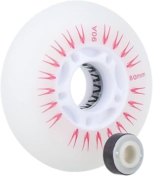 4 pieces Inline Roller Skate Wheels with Led, Durable Luminous Bright Wheels for Sliding, 80mm, Red