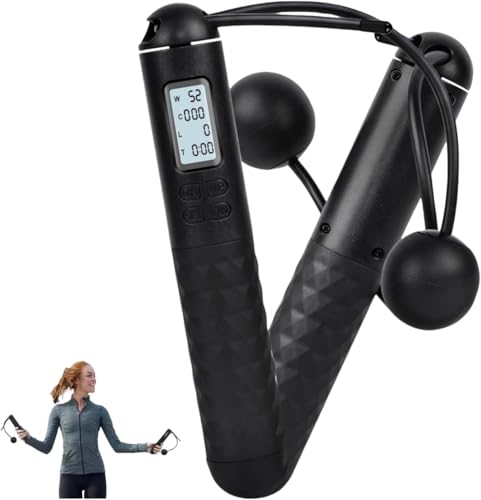 cordless jump rope,Skipping Rope with Counter,Weighted Jump Rope With Counter, Smart Digital Gravity Ball Jump Rope for Workout Equipment for Women Men Adult Kids (black)