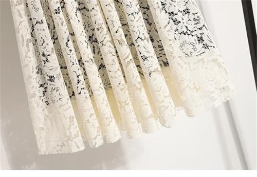 Women Spring Summer High Waist Slimming Flattering Meat Covering Skirt Lace Pleated A- Line Mini Skirt3