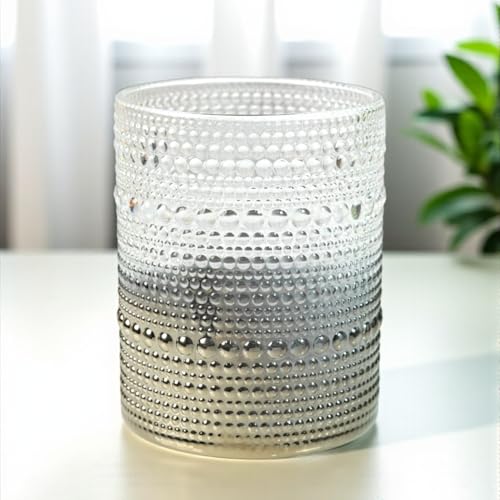 Image of Kookee Jupiter Vintage Hobnail Bubble Glass Double Old Fashioned Whiskey Tumbler | Cocktail Drinking Glasses Set of 6 | 300ml Textured Barware (12227)