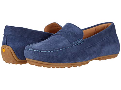 Image of Samuel Hubbard Free Spirit for Her - Loafers for Women - Suede Interior - Rubber Outsole - Penny Keeper Strap Stonewashed Blue Suede /Gum Sole 7.5 B - Medium