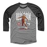 500 LEVEL Sophia Wilson Portland Thorns FC Bitmap 3/4 Sleeve T-Shirt (Black/Heather Gray, Large)