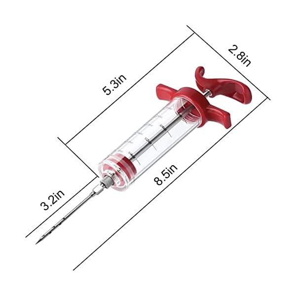 Meat-Injector-Syringe-3-Marinade-Injector-Needles-for-BBQ-Grill-Premium-Portable-Turkey-Injector-kit-for-SmokerMarinades-Injector-for-Meats-With-1oz-Large-Capacity-1-Brush-Easy-to-Use-Clean-Red Meat-Injector-Syringe-3-Marinade-Injector-Needles-for-BBQ-Grill-Premium-Portable-Turkey-Injector-kit-for-SmokerMarinades-Injector-for-Meats-With-1oz-Large-Capacity-1-Brush-Easy-to-Use-Clean-Red
