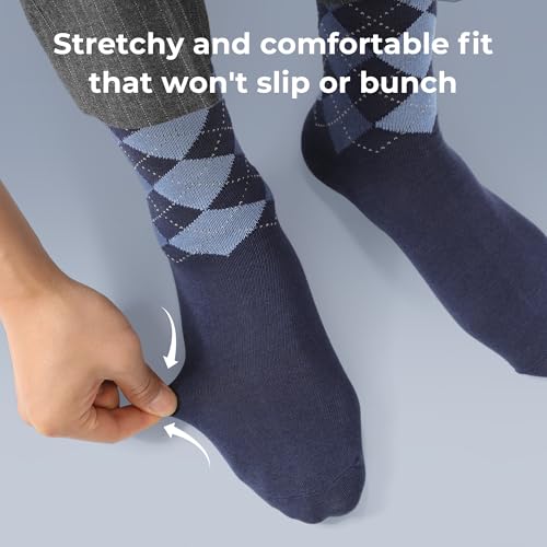 Image of BAMBOO COOL Men's Crew Socks Bamboo Viscose Breathable Rib Dress Socks For Men, Casual Lightweight Comfort 6 Pack