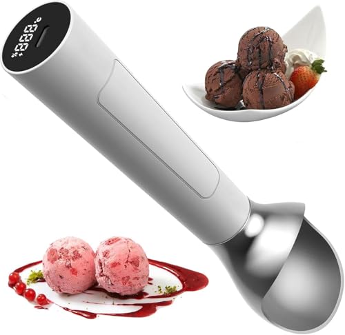 Cuchara de helado eléctrica con calefacción, cuchara de helado recargable, impermeable IP67, fácil de limpiar, diseño duradero, edades
