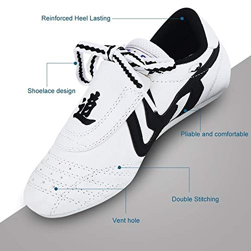 DAYISS Martial Arts Taekwondo Shoes Unisex Children Teenager Sport Lightweight Shoes Sneakers Boxing Karate Shoes for Taekwondo Kung Fu Taichi(7.5 M US Men,Black Stripes) - Thumbnail 2