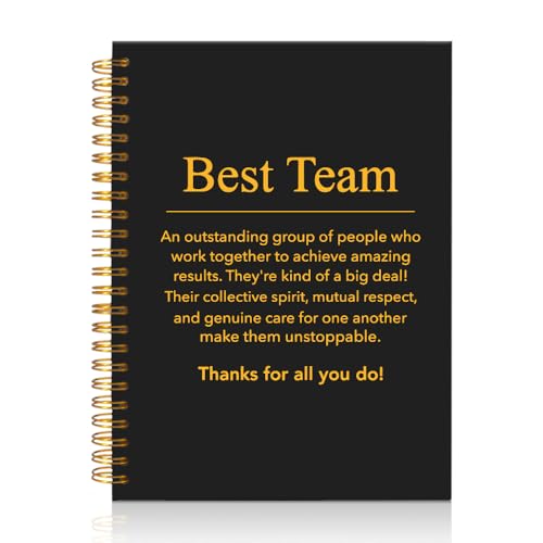 Mhfpl Best Team Funny Black Golden Spiral Notebook, Inspirational Journal Gifts for Coworker Employee Boss Manager Leader Colleague, Appreciation Gifts for Office Team Corporate Event Staff Recognition