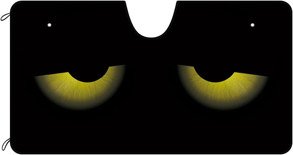 Yellow Eyes Windshield Sun Shade for Car SUV Truck Funny Sleepy Eyes Front Windows Sunshade Blocks UV Rays Sun Heat 51 x 27.6 Inch