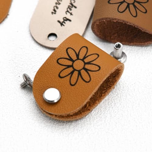 Étiquettes personnalisées en cuir tricot vêtements fait main lot de 20 avec rivets