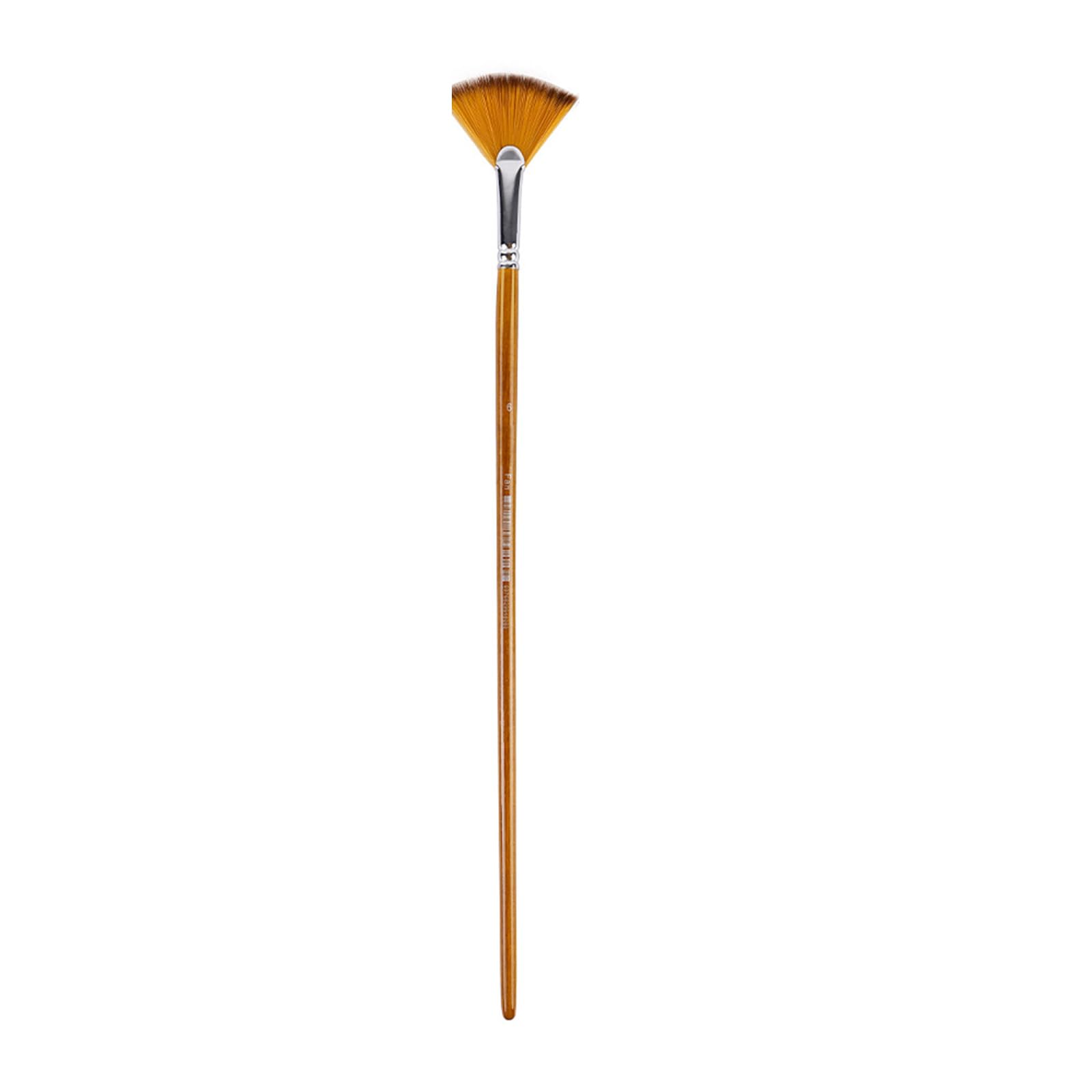 Rbrmhm Fan 6 Professional Artist Brush Flat/Round/Fan Tip Paint Brush For Acrylic Watercolor Oil Painting Wood Handle Nylon Bristles