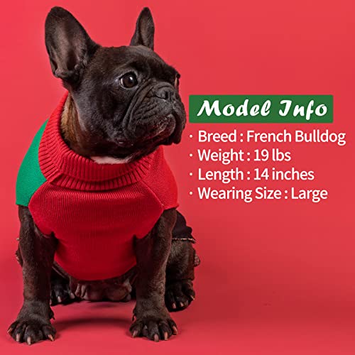 Kyeese Dog Sweater Christmas With Leash Hole Color Block Dog Knitwear Turtleneck For Holiday,Santa,Xl #TOP13