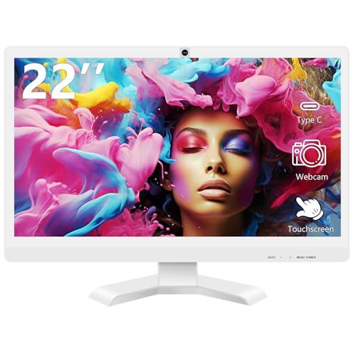 Image of 22 inch Touch Screen Monitor with Webcam FHD 1920x1080P Computer Monitor FreeSync HDR HDMI Ports Eye Care Frameless VESA Mount