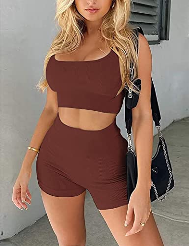 image for CSDNI Women Active Wear Set Yoga Outfits 2 Piece Set Seamless High Wai