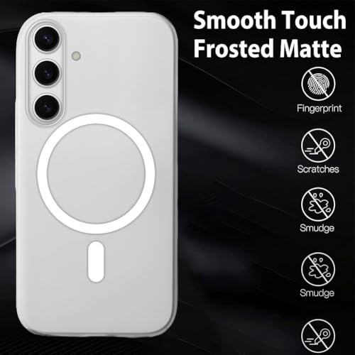 Image of SHINESTAR Back Cover for Samsung Galaxy A16 5G | Frosted Semi-Transparent Slim Case | Only Compatible with Wireless Magnetic Accessories | Hard Back, Matte Finish - White