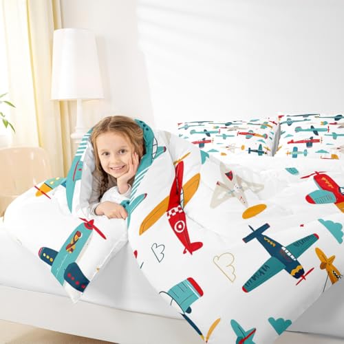 Image of Feelyou Aircraft Bedding Set Toddler Size for Boys Kids Children