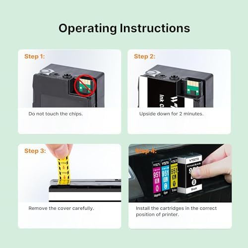 950XL 951XL Ink Cartridges Compatible Replacement (4 Pack, Black/Cyan/Yellow/Magenta) for HP 950 951 Ink Cartridges Combo Pack for OfficeJet Pro 8600 8610 8620 8100 8630 8640 8615 Printers - 5