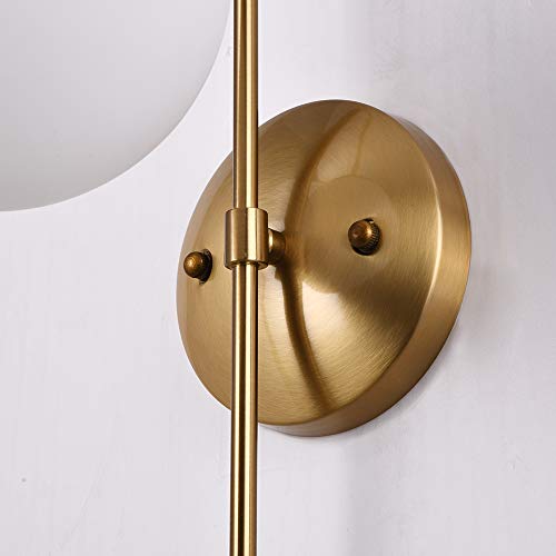 Casilvon Gold Wall Sconce, Modern Bedside Led Globe Frosted Glass Wall Lamp, Wall Mounted Light Fixture For Living Room Home Decor Bathroom Bedroom Hallway #TOP7