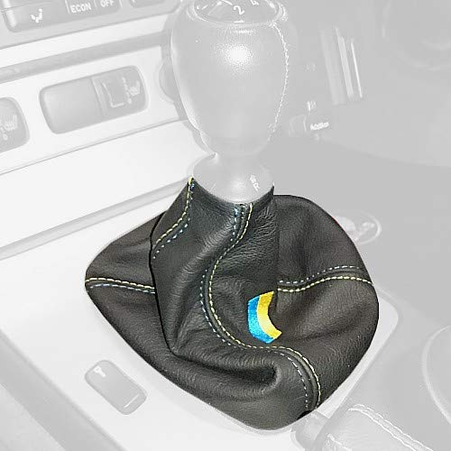 RedlineGoods Shift Boot Compatible with Saab 9-5 1997-10. Tailor Made - not Universal. Genuine top-Grade Italian Black Leather with Silver Thread