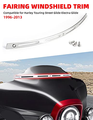 Amazicha Slotted Windshield Trim Polished Windscreen Trim Compatible For Harley Davidson Touring Street Glide Electra Glide Ultra Limited Tri Glide 1996-2013 #TOP1