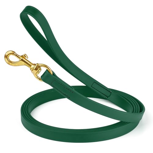 Viper Biothane K9 Working Dog Leash Waterproof Lead for Tracking Training Schutzhund Odor-Proof Long Line with Solid Brass Snap for Puppy Medium and Large Dogs, 15ft Hunter Green