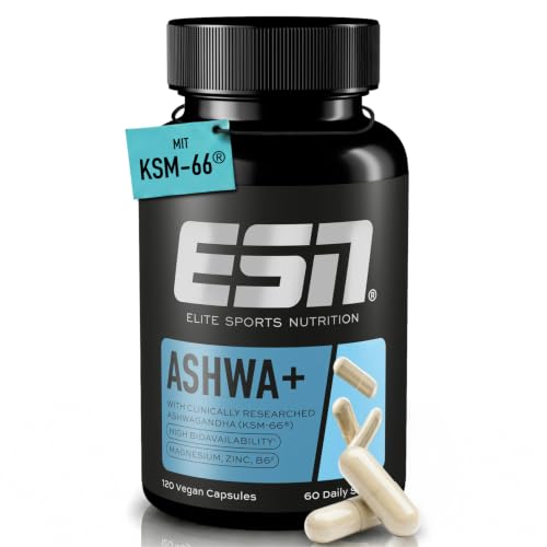 ESN Ashwa +, patentierter Ashwagandha Wurzelextrakt KSM-66®, 120 Kapseln