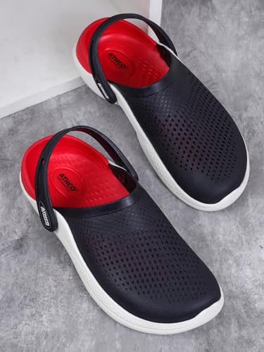 Image of Athco Avatar Clogs for Men|Boys|Unisex|Dual-Color Soft EVA Cushioned Footbed|Easy Wear with Adjustable Back Strap|Lightweight|Flexible|Breathable|Extra Soft Comfortable Anti-Skid Casual Mule|All-Season|Summer|Monsoon|Rain|Winter|Waterproof|Casual Slip-On Sandal|Indoor & Outdoor Wear|Trendy|Fashionable|Stylish|Shoes