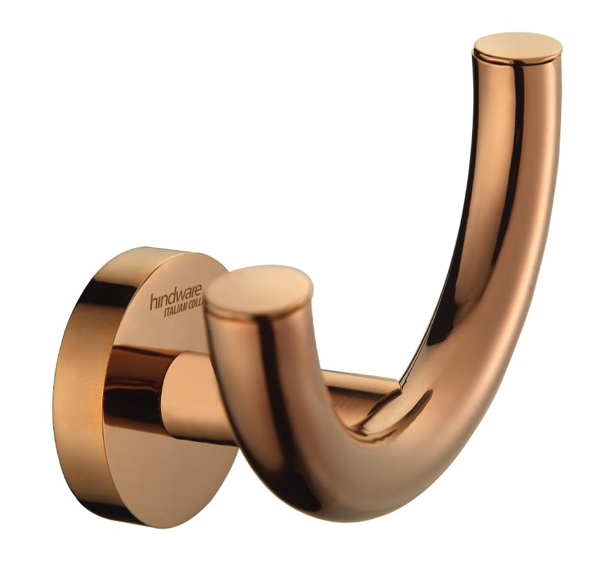 Image of Hindware Italian Collection Robe Hook for Bathroom | PVD Coated | Brass Robe Hook | Luxury Rose Gold Color Finish | Premium Bathroom Accessories Series