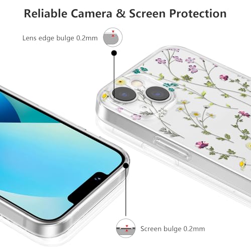 Image of RALEAVO Floral Case for iPhone 13, Clear Case with Flower Branch Pattern, Cute Cover Case for Girls Women, Slim Thin Soft Silicone Shockproof Phone Case, Transparent | for iPhone 13 Case Clear with Cute Flower Branch Pattern,Pretty Case for Girls Women,Soft Silicone Shockproof Cover