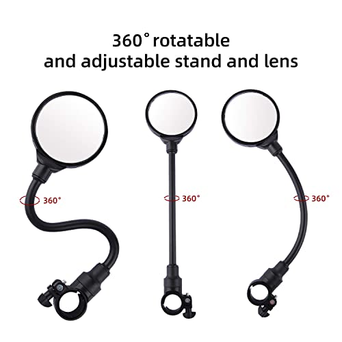 2 Pcs Bike Mirror, Adjustable Rotatable Rear View Convex Mirror Bicycle Mirrors Handlebars For Mtb, Outdoors, Cycling #TOP4
