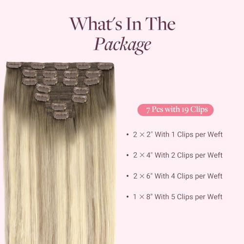 Image of GOO GOO Clip in Hair Extensions Real Human Hair Blonde Remy Extensions