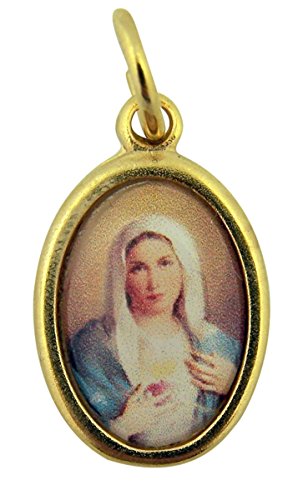 Base dorée avec image en époxy, médaille icône du Cœur Immaculé de la Vierge Marie, 2,5 cm