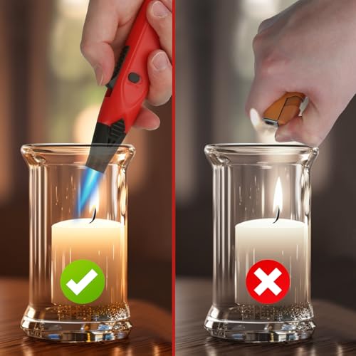 Stick Lighter Kitchen Torch Lighter with Jet Flame and Standard Flame Refillable Flame Adjustable and with Safety Lock - Ideal for Barbecue, Fireplace or Campfire (Butane Gas NOT Pre-filled)