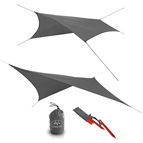 Outdoor Vitals - Ultralight Tarp for Hammock/Shelter - 20D Silpoly (Charcoal, Chief (6 Sided))