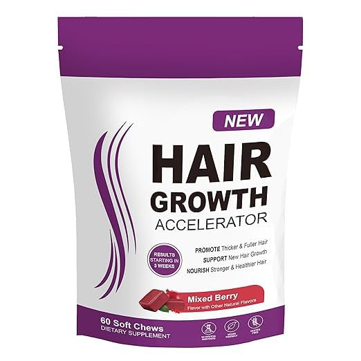 Suplemento Alimentario Biotina Cabelo - Contribuye al Mantenimiento del Cabelo Normal - Gumas de Mascar con Sabor de Baya Mixta - 60 Comprimidas