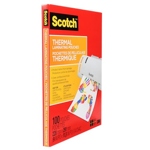 Scotch Thermal Laminating Sheets, Ideal Office or School Supplies, 9 in x 11.5 in, 3-Mil Thick, 100 Laminating Pouches image 2