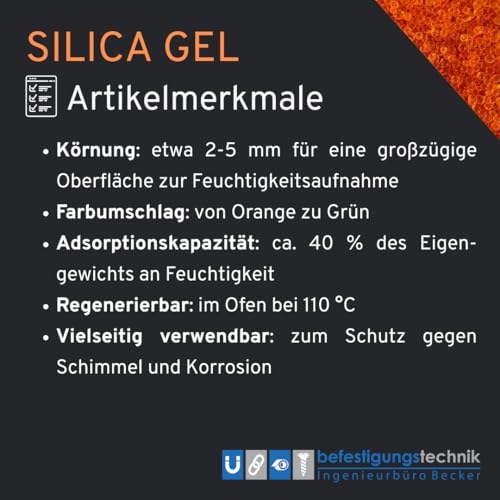 5 kg Silica Gel Orange Trockenmittel Indikator grün regenerierbar Entfeuchter (5 KG)