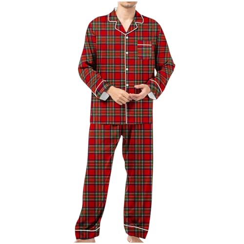 Christmas Plaid Sleepwear Sets for Men Long Sleeve Button Down Couples Pajamas Set Xmas Holiday Casual Loungewear2