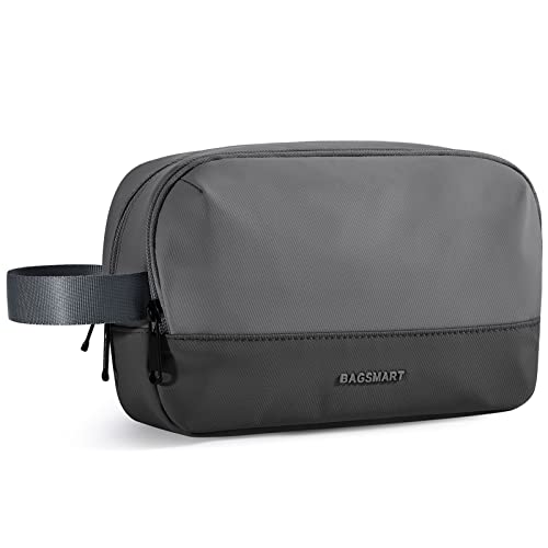 BAGSMART Travel Toiletry Bag for Men, Dopp Kit Water Resistant Shaving Bag for Toiletries Accessories, Black Grey-Medium
