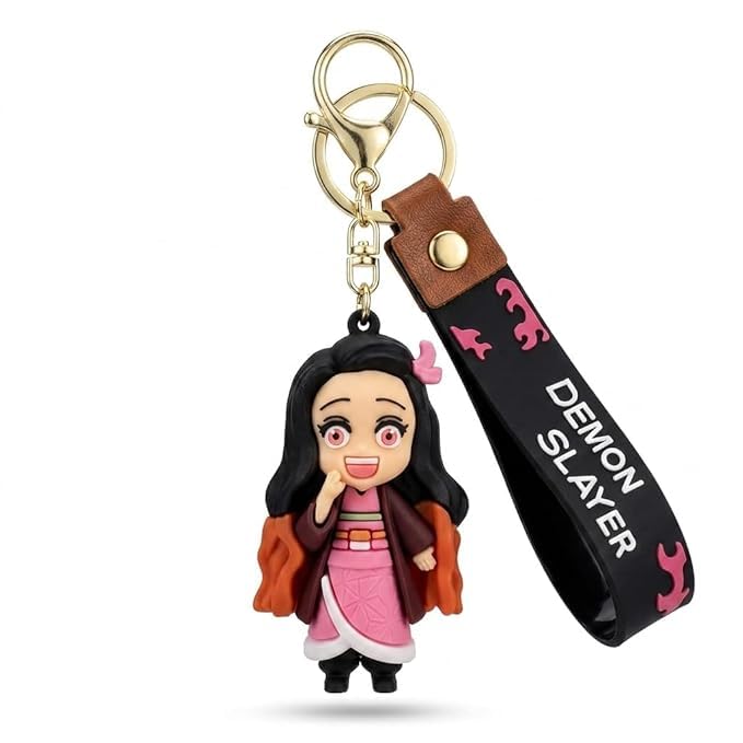 Demon Slayer Nezuko Kamado Figure Keychain, Anime Character, PVC, with Wrist Strap-picture-33