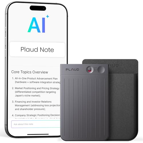 Plaud Note AI Voice Recorder Device/Dictaphone w/Case App Control AI Transcribe & Summarize Support 112 Languages 64GB Digital Audio Recorder for Lectures Meetings Calls