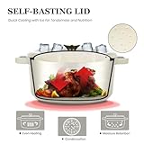 Overmont 26cm Enameled Cast Iron Dutch Oven - 5L Pot with Functional lid Cookbook & Cotton Potholders - Oven Safe up to 500° F, Sturdy Cookware for Braising, Stews, Roasting, Bread Baking, Cream White - Image 2