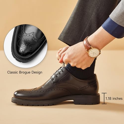 BEAU TODAY Mens Dress Shoes, Business Casual Oxford Shoes for Men, Formal Brogue Wingtip Men Shoes, Genuine Leather Comfortable Shoes for Men4