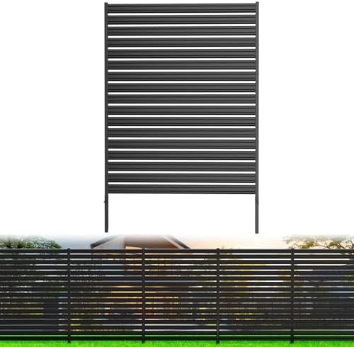 1 Panel No-Dig Metal Privacy Fence Screen, 60" H × 48" W Outdoor ...