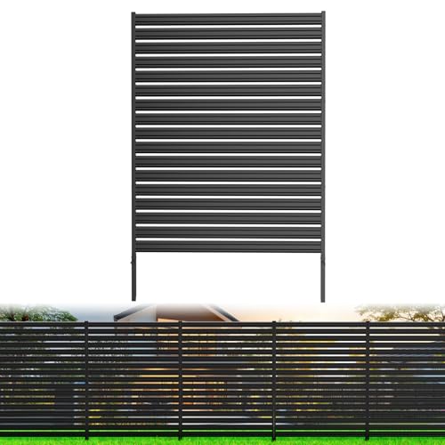 1 Panel No-Dig Metal Privacy Fence Screen,...