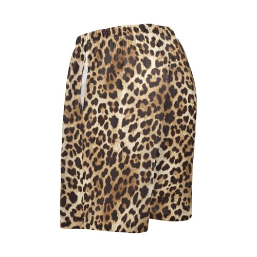Men's Pajama Shorts Soft Comfy Casual Sleep Lounge Leopard Print Pj Bottom with Drawstring & Pockets4