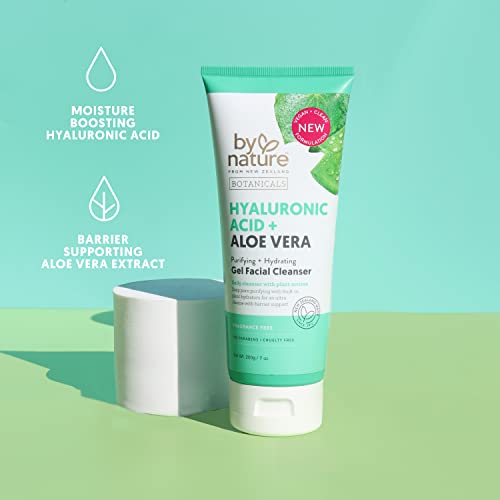 By Nature Hyaluronic Acid + Aloe Vera Facial Cleanser To Hydrate & Brighten Your Skin - Skincare From New Zealand - Premium Face Cleanser - 7Oz #TOP3